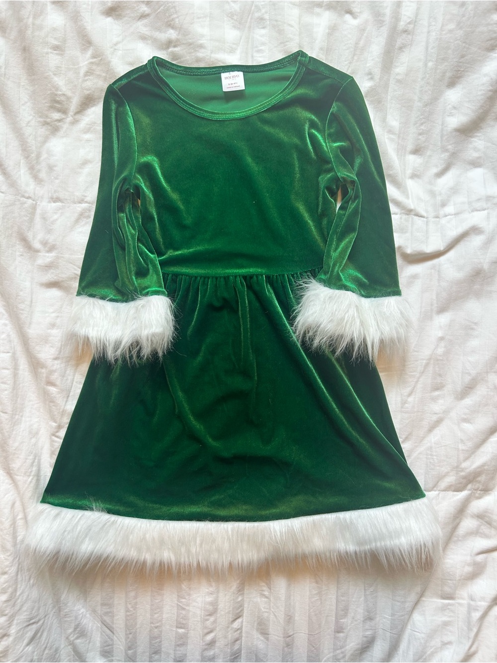 Holiday Time Bright Green Velvet Scoop Neck Dress - Picture 1 of 4